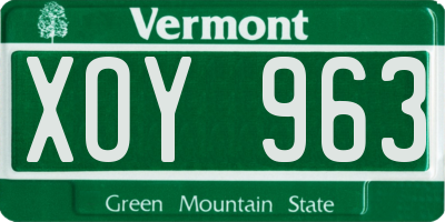 VT license plate XOY963