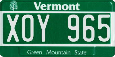 VT license plate XOY965