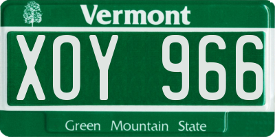 VT license plate XOY966