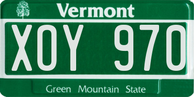 VT license plate XOY970