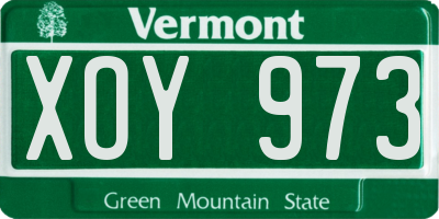 VT license plate XOY973