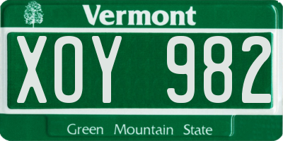 VT license plate XOY982