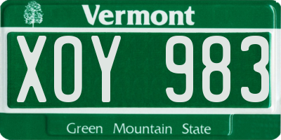 VT license plate XOY983