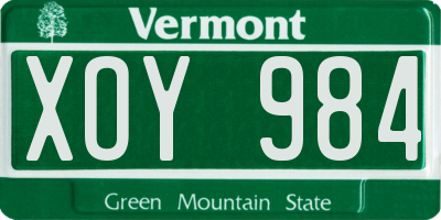 VT license plate XOY984