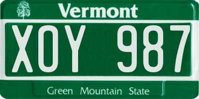 VT license plate XOY987