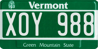 VT license plate XOY988