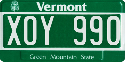 VT license plate XOY990