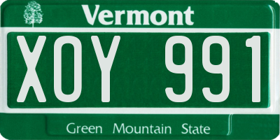 VT license plate XOY991