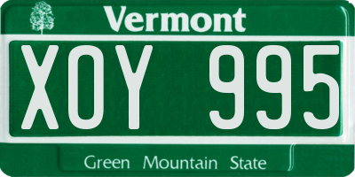 VT license plate XOY995