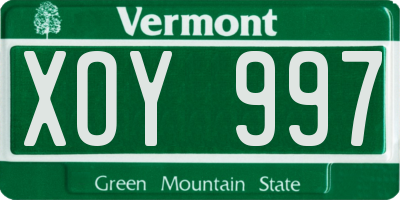 VT license plate XOY997