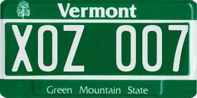 VT license plate XOZ007