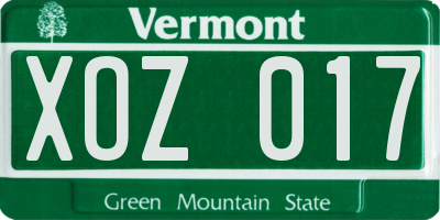VT license plate XOZ017