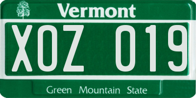 VT license plate XOZ019