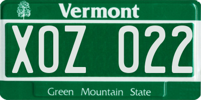 VT license plate XOZ022
