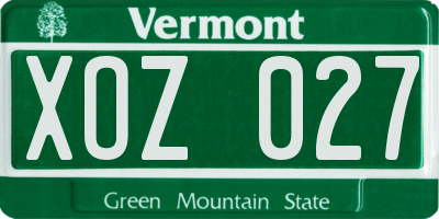 VT license plate XOZ027