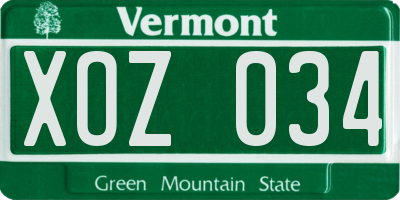 VT license plate XOZ034