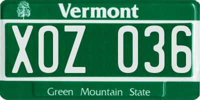 VT license plate XOZ036
