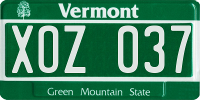 VT license plate XOZ037