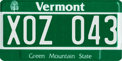 VT license plate XOZ043