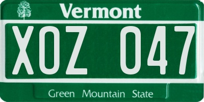 VT license plate XOZ047