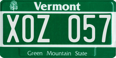 VT license plate XOZ057