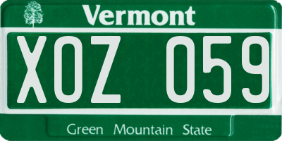 VT license plate XOZ059