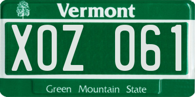 VT license plate XOZ061
