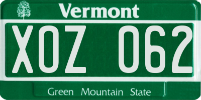 VT license plate XOZ062