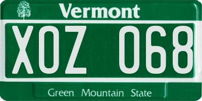 VT license plate XOZ068
