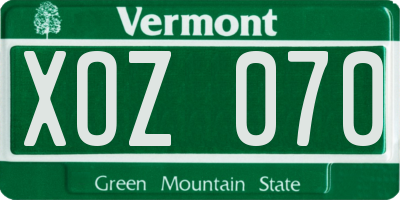 VT license plate XOZ070