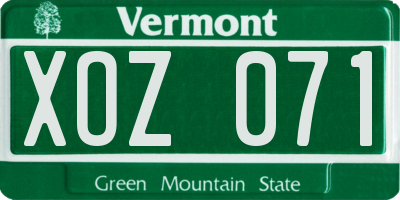 VT license plate XOZ071