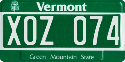 VT license plate XOZ074