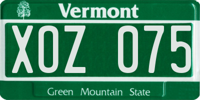 VT license plate XOZ075