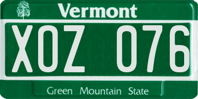 VT license plate XOZ076