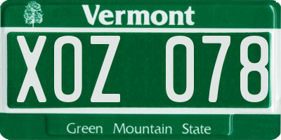 VT license plate XOZ078