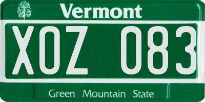 VT license plate XOZ083