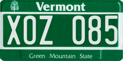 VT license plate XOZ085