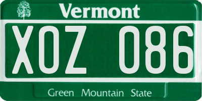VT license plate XOZ086