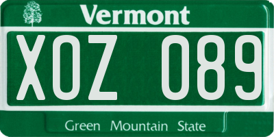 VT license plate XOZ089