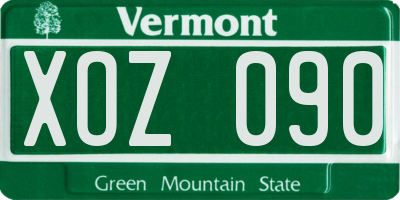 VT license plate XOZ090