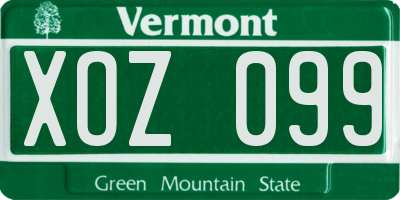 VT license plate XOZ099