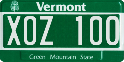 VT license plate XOZ100
