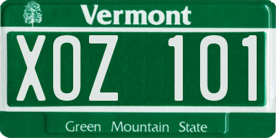 VT license plate XOZ101