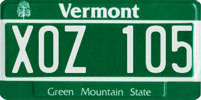 VT license plate XOZ105