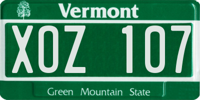 VT license plate XOZ107