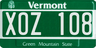 VT license plate XOZ108