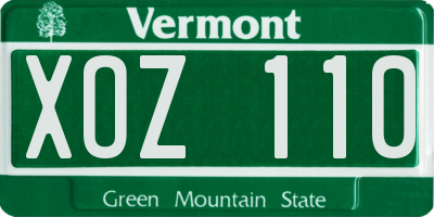 VT license plate XOZ110