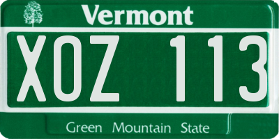 VT license plate XOZ113