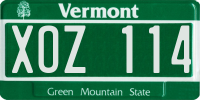 VT license plate XOZ114