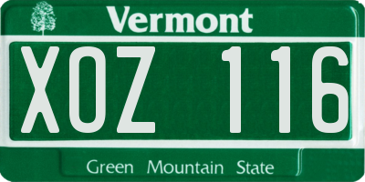 VT license plate XOZ116
